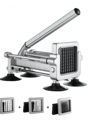 French Fry Cutter, Potato Slicer with 1/2" 3/8" 1/4" Stainless Steel Blades, Manual Potato Cutter Chopper with Suction Cups, Great for Potato, French Fries, Cucumber, Vegetables, Carrot