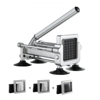 French Fry Cutter, Potato Slicer with 1/2" 3/8" 1/4" Stainless Steel Blades, Manual Potato Cutter Chopper with Suction Cups, Great for Potato, French Fries, Cucumber, Vegetables, Carrot