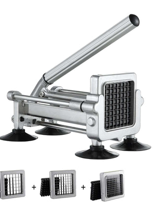French Fry Cutter, Potato Slicer with 1/2" 3/8" 1/4" Stainless Steel Blades, Manual Potato Cutter Chopper with Suction Cups, Great for Potato, French Fries, Cucumber, Vegetables, Carrot