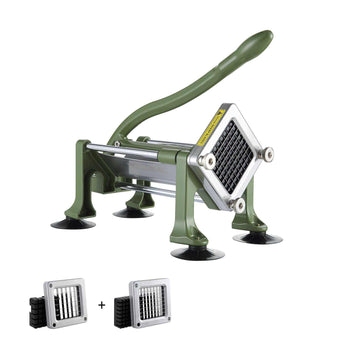 French Fry Cutter, Potato Slicer with 1/2-Inch and 3/8-Inch Stainless Steel Blades, Manual Potato Cutter Chopper with Suction Cups, Great for Potato, French Fries, Cucumber, Vegetables, Carrot