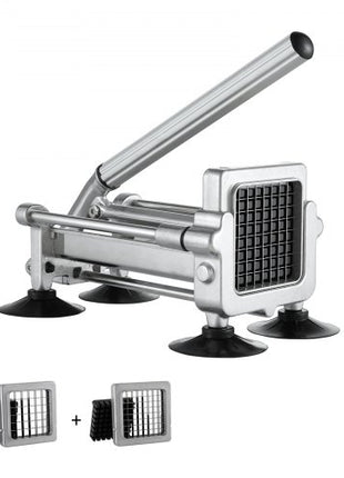 French Fry Cutter, Potato Slicer with 1/2-Inch and 3/8-Inch Stainless Steel Blades, Manual Potato Cutter Chopper with Suction Cups, Great for Potato, French Fries, Cucumber, Vegetables, Carrot