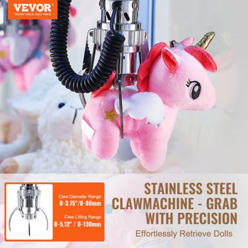 Claw Machine, 0-3 Jaw Diameter 0-5 Jaw lifting, Crane Prize Grabber Commercial Arcade Game Toys, Cool Fun Grab-And-Win Machine w/ Light and Sound, Dispenser Vending Toy For Kids,Boys &Girls