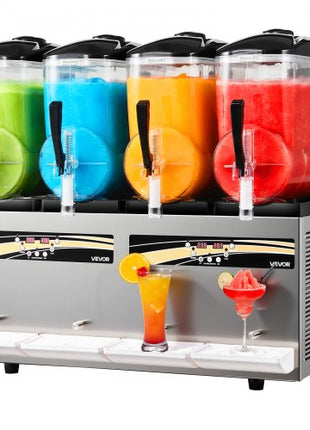 Slushie Machine, 12L/3.17Gal x 4 Tank Commercial Slushy Maker, Frozen Drink Maker with Self-Cleaning, Margarita Machine for Restaurants Bars Party for Slushie, Margaritas, Milkshake & More