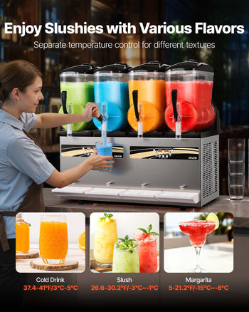 Slushie Machine, 12L/3.17Gal x 4 Tank Commercial Slushy Maker, Frozen Drink Maker with Self-Cleaning, Margarita Machine for Restaurants Bars Party for Slushie, Margaritas, Milkshake & More