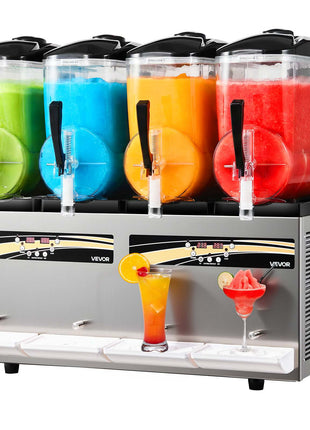 Slushie Machine, 12L/3.17Gal x 4 Tank Commercial Slushy Maker, Frozen Drink Maker with Self-Cleaning, Margarita Machine for Restaurants Bars Party for Slushie, Margaritas, Milkshake & More