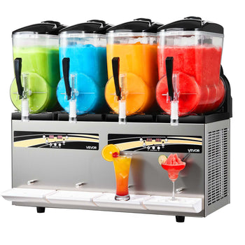 Slushie Machine, 12L/3.17Gal x 4 Tank Commercial Slushy Maker, Frozen Drink Maker with Self-Cleaning, Margarita Machine for Restaurants Bars Party for Slushie, Margaritas, Milkshake & More