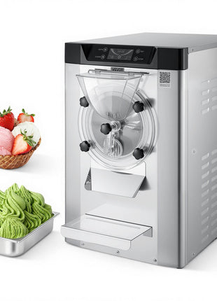 Commercial Hard Ice Cream Machine, 2000W 3.17-5.28 Gal/Hour, Countertop Gelato Hard Serve Ice Cream Maker with 6L 304 Stainless Steel Cylinder, Auto Clean LED Panel for Snack Bar Restaurants