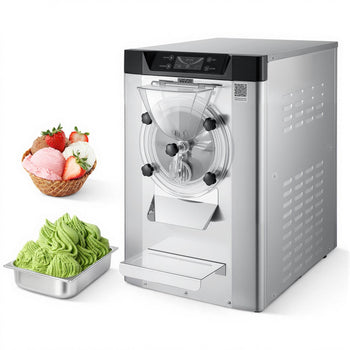 Commercial Hard Ice Cream Machine, 2000W 3.17-5.28 Gal/Hour, Countertop Gelato Hard Serve Ice Cream Maker with 6L 304 Stainless Steel Cylinder, Auto Clean LED Panel for Snack Bar Restaurants