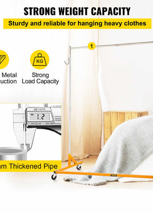 Z Rack, Industrial Grade Z Base Garment Rack, Rolling Z Garment Rack, Sturdy Steel Z Base Clothing Rack with Lockable Casters for Home Garment Store Display Commercial Use Oran