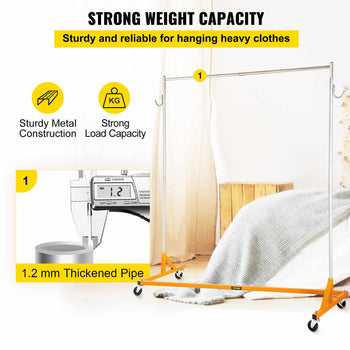 Z Rack, Industrial Grade Z Base Garment Rack, Rolling Z Garment Rack, Sturdy Steel Z Base Clothing Rack with Lockable Casters for Home Garment Store Display Commercial Use Oran