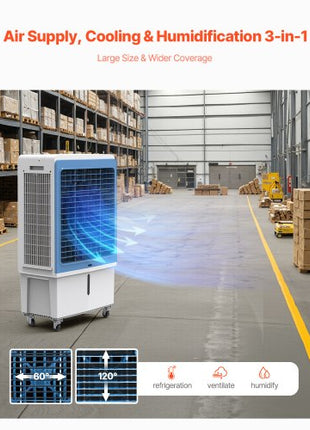 Evaporative Air Cooler, 4129 CFM with 12.7 Gallon Water Tank Swamp Cooler, Portable Cooling Fan with Remote Control, 12H Timer, 4 Ice Boxes, Quiet Operation, 3 Wind Speeds for Outdoor Indoor Use