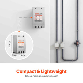 3 Phase Converter - 15HP 53A 220V Single Phase to 3 Phase Converter, 220V Input/Output, Digital Phase Shifter for Residential & Light Commercial Use (One Converter for One Motor Only)
