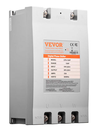 3 Phase Converter - 15HP 53A 220V Single Phase to 3 Phase Converter, 220V Input/Output, Digital Phase Shifter for Residential & Light Commercial Use (One Converter for One Motor Only)