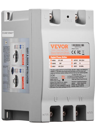 3 Phase Converter - 2HP 7A 220V Single Phase to 3 Phase Converter, 220V Input/Output, Digital Phase Shifter for Residential & Light Commercial Use (One Converter for One Motor Only)