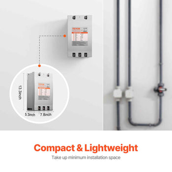 3 Phase Converter - 20HP 70A 220V Single Phase to 3 Phase Converter, 220V Input/Output, Digital Phase Shifter for Residential & Light Commercial Use (One Converter for One Motor Only)
