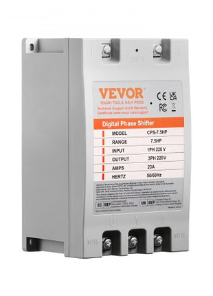 3 Phase Converter- 7.5HP 23A 220V Single Phase to 3 Phase Converter, Digital Phase Shifter for Residential & Light Commercial Use, 220V Input/Output (One DPS Must Be Used on One Motor Only)