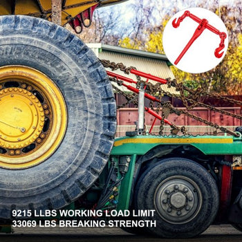 9215LBS 3/8\"  1/2\" Ratchet Binders 9,215 LBS Secure Working Load, G70 Hooks and Adjustable Length, for Grade 70-80 Chains, Tie Down, Hauling, Towing, 4-Pack, Red