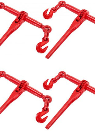 9215LBS 3/8\"  1/2\" Ratchet Binders 9,215 LBS Secure Working Load, G70 Hooks and Adjustable Length, for Grade 70-80 Chains, Tie Down, Hauling, Towing, 4-Pack, Red
