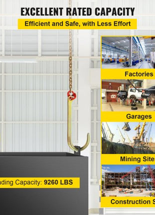 J Hook Chain, 2PCS 5/16" x 10' G80 15" Long Shank J Hook Tow Chain with RTJ Cluster Hook & Grab Hook, 5400 lbs Working Load, Heavy Duty Transport Truck Chain for Wrecker Recovery Trailer Towing