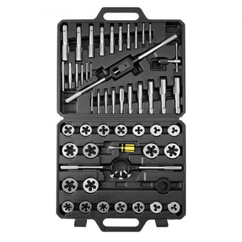 Tap and Die Set, 51-Piece SAE Sizes 1/4" to 1", with Coarse and Fine Thread Taps and Dies, Wrench, Carrying Case and Complete Accessories, Bearing Steel, for Threading and Rethreading Threads