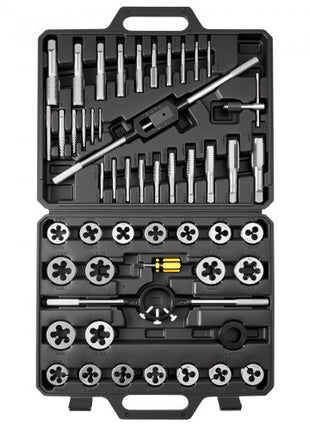 Tap and Die Set, 51-Piece Metric Sizes M6 to M24, with Coarse and Fine Thread Taps and Dies, Wrench, Carrying Case and Complete Accessories, Bearing Steel, for Threading and Rethreading Threads