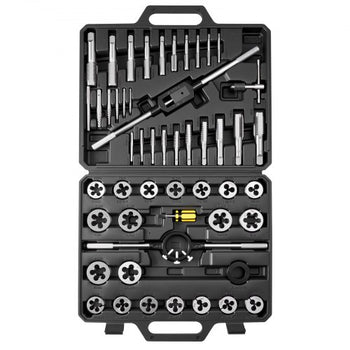 Tap and Die Set, 51-Piece Metric Sizes M6 to M24, with Coarse and Fine Thread Taps and Dies, Wrench, Carrying Case and Complete Accessories, Bearing Steel, for Threading and Rethreading Threads