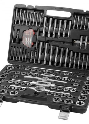 Tap and Die Set, 116-Piece Include Metric and SAE Size, Bearing Steel Taps and Dies, Essential Threading Tool for Cutting External Internal Threads, with Complete Accessories and Storage Case