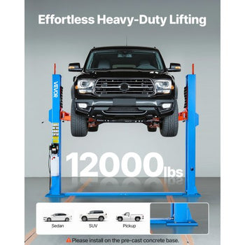 2 Post Lift, 12000 lbs Capacity, 220V 2.95 HP Powerful Motor, Two Post Car Lift Auto Hoist for Sedan SUV Pickup, Automotive Hoist 74.8 Inch Height for Home Garage, Repair Shop, Workshop, Blue