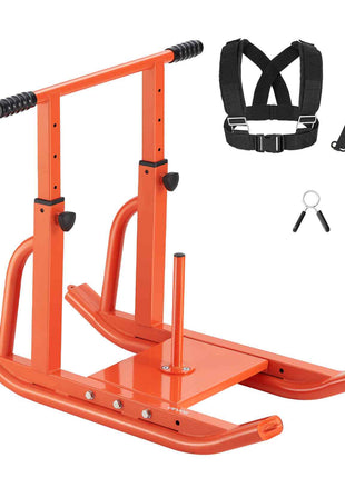 Weight Sled, Steel Power Sled, Fitness Training Sleds for Athletic Exercise Speed Improvement, Workout Equipment with Adjustable Height Handle, Compatible with 1/2 in Weight Plates, Orange