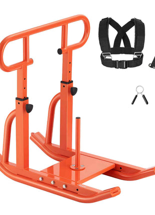 Weight Sled, Steel Power Sled, Fitness Training Sleds for Athletic Exercise Speed Improvement, Workout Equipment with Adjustable Height Handle, Compatible with 1/2 in Weight Plates, Orange