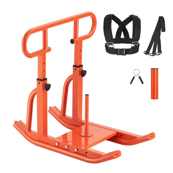 Weight Sled, Steel Power Sled, Fitness Training Sleds for Athletic Exercise Speed Improvement, Workout Equipment with Adjustable Height Handle, Compatible with 1/2 in Weight Plates, Orange