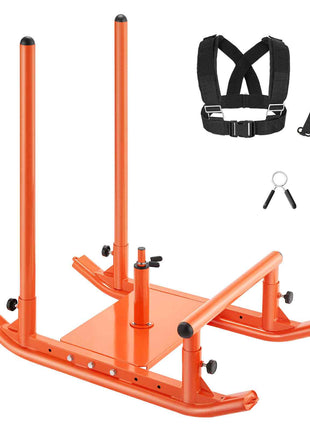 Weight Sled, Steel Power Sled, Fitness Strength Training Sleds for Athletic Exercise Speed Improvement, Workout Fitness Equipment with Handle, Compatible with 1/2 in Weight Plates, Orange