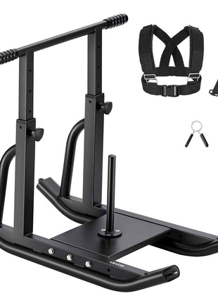 Weight Sled, Steel Power Sled, Fitness Training Sleds for Athletic Exercise Speed Improvement, Workout Equipment with Adjustable Height Handle, Compatible with 1/2 in Weight Plates, Black