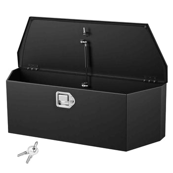 Trailer Tongue Box, 36" x 12.3" x 12" Steel Trailer Tongue Tool Box, Heavy Duty Storage Organizer with Lock and Keys, Utility Tool Chest for Pickup Truck Bed, RV, SUV, Off-Road Vehicle, Black