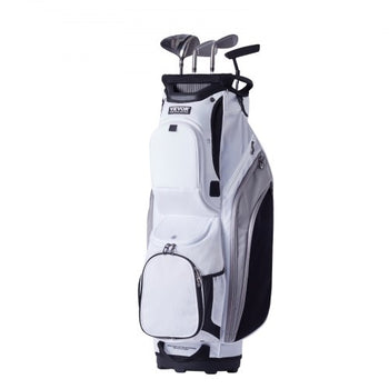 Golf Cart Bag with 14 Way Organizer Divider Top, 36 13 Pockets Premium Nylon Cart Bag, Durable Golf Bags with Handles & Dust Cover & Detachable Straps for Men & Women, White Color-Block