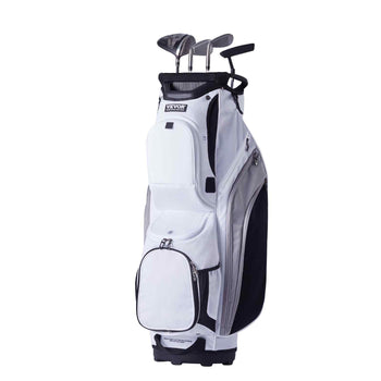 Golf Cart Bag with 14 Way Organizer Divider Top, 36” 13 Pockets Premium Nylon Cart Bag, Durable Golf Bags with Handles & Dust Cover & Detachable Straps for Men & Women, White Color-Block