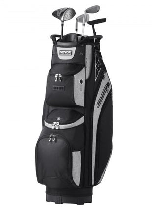 Golf Cart Bag with 14 Way Organizer Divider Top, 36 13 Pockets Premium Cart Bag, Durable Golf Bags with Handles & Dust Cover & Detachable Straps for Men & Women, Black Color-Block