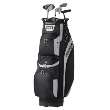 Golf Cart Bag with 14 Way Organizer Divider Top, 36 13 Pockets Premium Cart Bag, Durable Golf Bags with Handles & Dust Cover & Detachable Straps for Men & Women, Black Color-Block