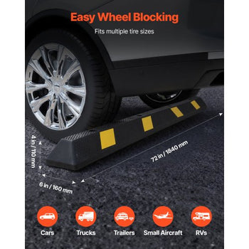 Parking Stopper, 72 Inch Heavy Duty Parking Aid for Garage, Rubber Curb Garage Floor Stopper with Reflective Strips, Vehicles Gadgets for Cars Vans Trucks Tire Wheel Guide Block Stops Bumpers