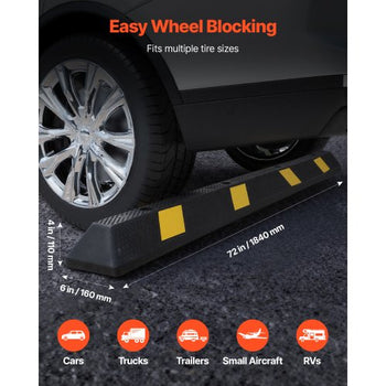 Parking Stopper, 72 Inch 2 Pcs Heavy Duty Parking Aid for Garage, Rubber Curb Garage Floor Stopper with Reflective Strips, Aid Gadgets for Cars Vans Trucks Tire Wheel Guide Block Stops Bumpers