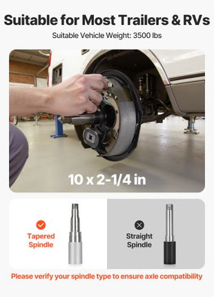 Electric Trailer Brake Assembly, 10 x 2-1/4 Inch, 1 Pair Self-Adjusting Electric Brakes Kit for 3500 lbs Trailer Axle, Backing Plates for Braking System Part Replacement, Fit for Trailers, RVs