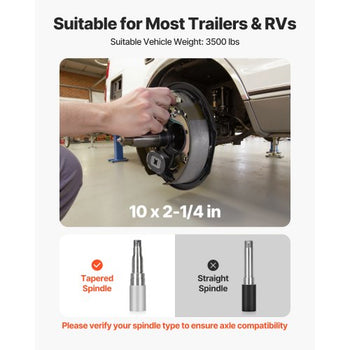 Electric Trailer Brake Assembly, 10 x 2-1/4 Inch, 2 Pairs Self-Adjusting Electric Brakes Kit for 3500 lbs Trailer Axle, Backing Plates for Braking System Part Replacement, Fit for Trailers, RVs