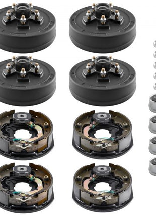 Electric Trailer Brake Assembly, 10 x 2-1/4 Inch, 2 Pairs Self-Adjusting Electric Brakes Kit for 3500 lbs Trailer Axle, Backing Plates for Braking System Part Replacement, Fit for Trailers, RVs