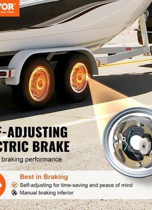 Electric Trailer Brake Assembly, 10" x 2-1/4", 2 Pairs Self-Adjusting Electric Brakes Kit for 3500 lbs Axle, 4-Hole Mounting, Backing Plates for Brake System Part Replacement (2 Right + 2 Left)