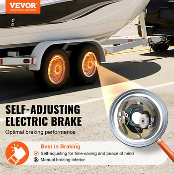 Trailer Hub Drum Kits 5 on 4.5" B.C. with 10" x 2-1/4" Electric Brakes, Self-Adjusting Trailer Brake Assembly for 3500 lbs Axle, 4-Hole Mounting, Backing Plates for Brake System Part Replacement