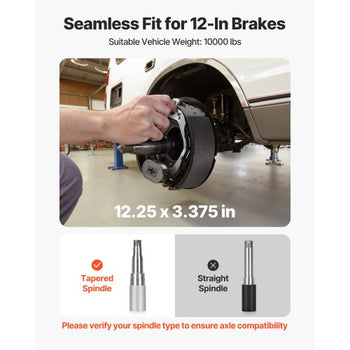 Electric Trailer Brake Kit, 12.25 x 3.375 Inch, 2 Pairs Self-Adjusting Electric Brakes Kit for 10000 lbs Trailer Axle, Backing Plates for Braking System Part Replacement, Fit for Trailers, RVs