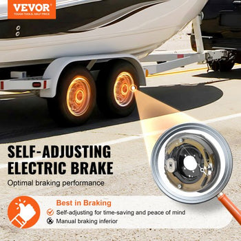 Trailer Hub Drum Kits 8 on 6.5" B.C. with 12" x 2" Electric Brakes, Self-Adjusting Trailer Brake Assembly for 7000 lbs Axle, 5-Hole Mounting, Backing Plates for Brake System Part Replacement