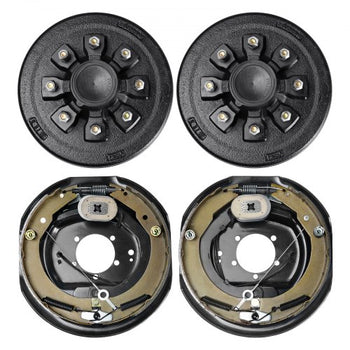 Trailer Hub Drum Kits 8 on 6.5" B.C. with 12" x 2" Electric Brakes, Self-Adjusting Trailer Brake Assembly for 7000 lbs Axle, 5-Hole Mounting, Backing Plates for Brake System Part Replacement