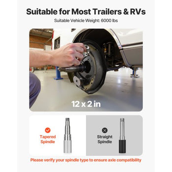 Electric Trailer Brake Assembly, 12 x 2 Inch, 1 Pair Self-Adjusting Electric Brakes Kit for 6000 lbs Trailer Axle, Backing Plates for Braking System Part Replacement, Fit for Trailers, RVs