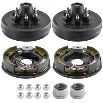 Electric Trailer Brake Assembly, 12 x 2 Inch, 1 Pair Self-Adjusting Electric Brakes Kit for 6000 lbs Trailer Axle, Backing Plates for Braking System Part Replacement, Fit for Trailers, RVs